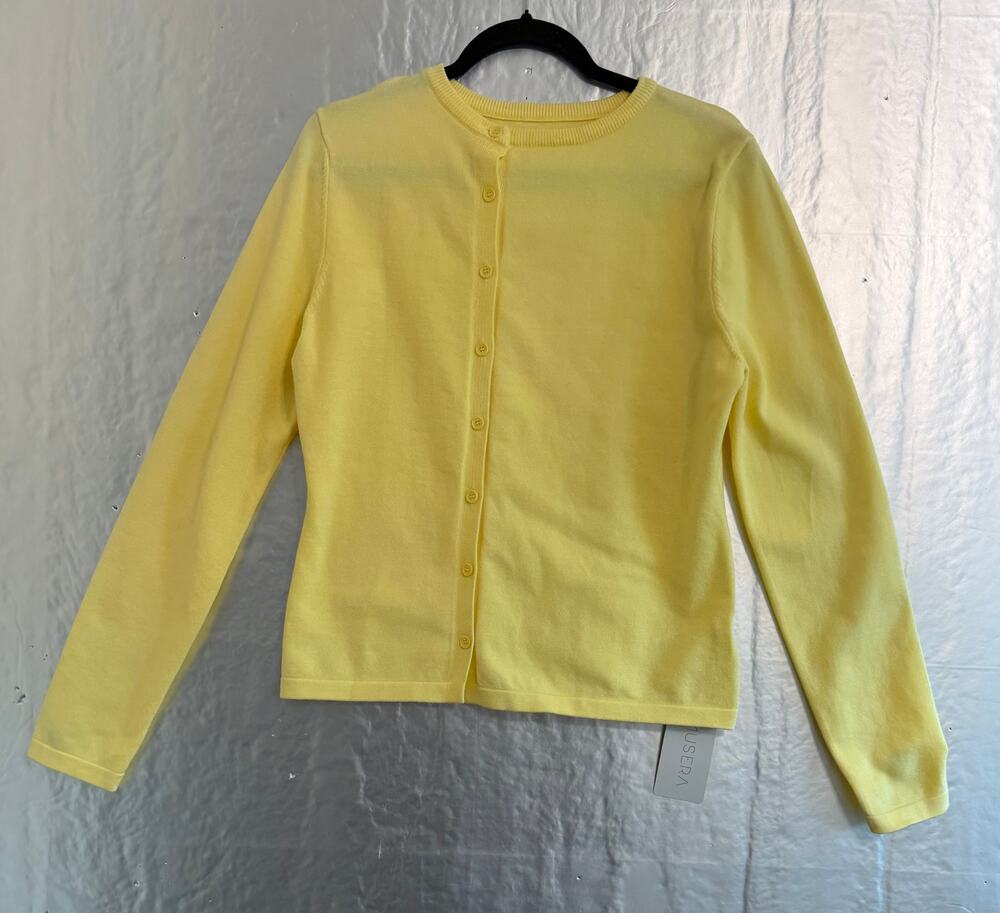 Musera Women’s XL Yellow Button Front Knit Cardigan Sweater NWT